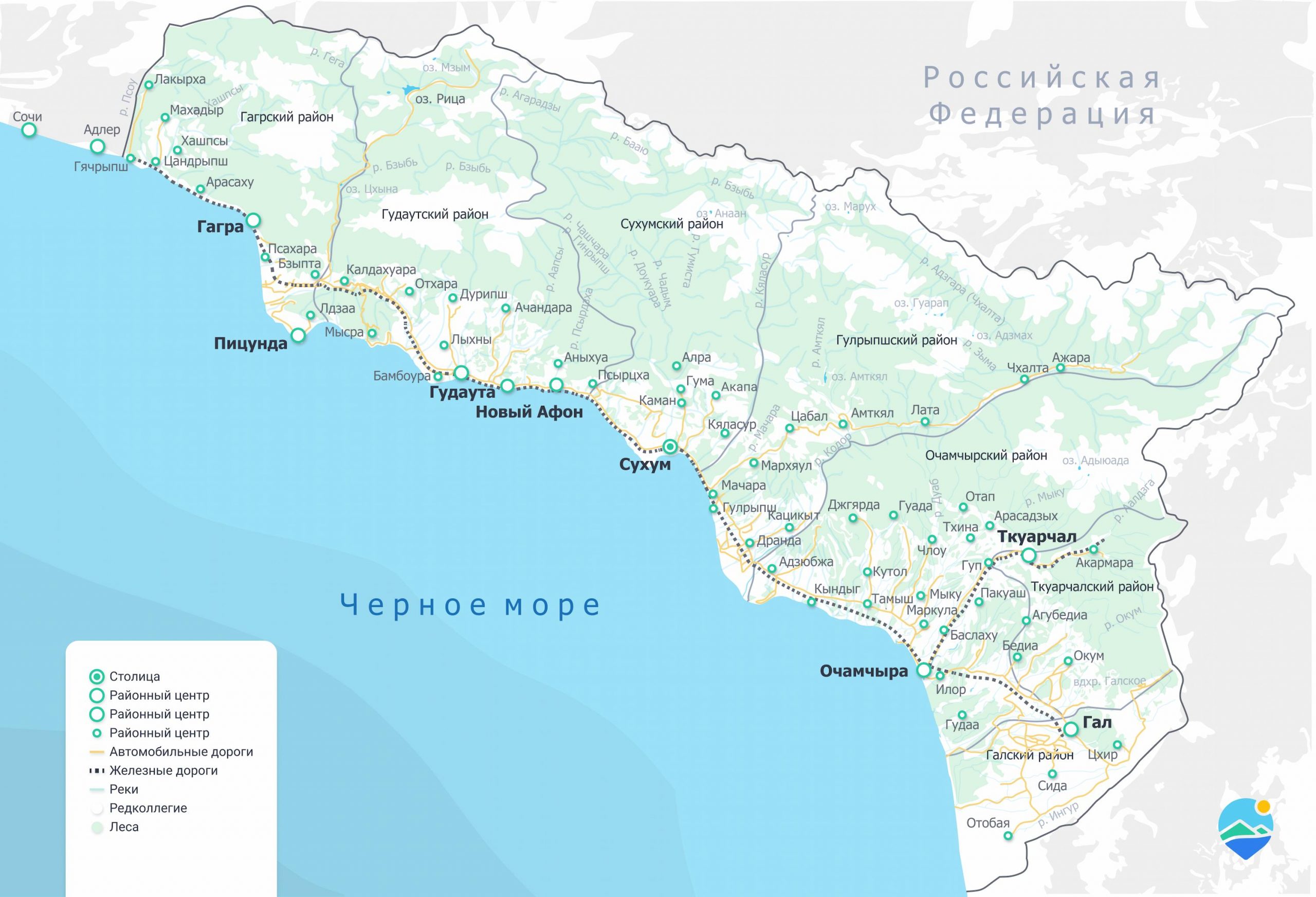 Карта Абхазии